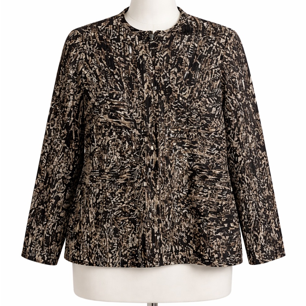 Laura Ashley Black and Beige Abstract-Print Jacket